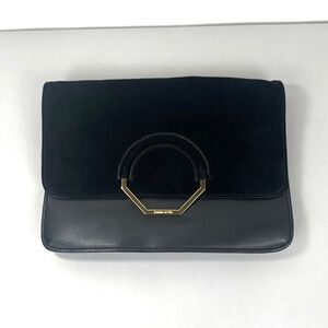 Louise et Cie Convertible Clutch Purse in Leather & Suede w Gold Hardware
